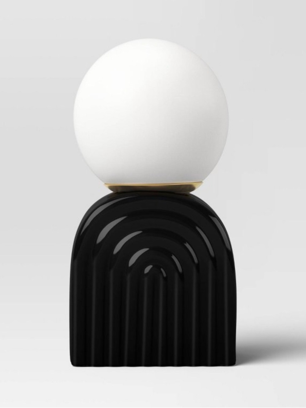🆕 Mini glass orb shade with glossy black ceramic base LED table lamp